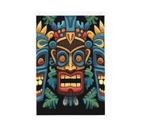 Drapeau vertical double face de 5,1 x 7,6 cm avec œillets - Ne se décolore pas - Drapeau de jardin coloré - Motif masque Tiki - Toile de fond pour photo - Pour décoration intérieure et extérieure