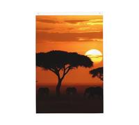 Drapeau vertical double face de 5,1 x 7,6 cm avec œillets - Ne se décolore pas - Drapeau de jardin - Coucher de soleil - Savane africaine - Toile de fond pour photo pour décoration intérieure et