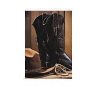 Drapeau vertical double face de 5,1 x 7,6 cm avec œillets - Ne se décolore pas - Drapeau de jardin cowboy - Chapeau noir - Bottes occidentales - Toile de fond pour photo pour décoration intérieure et