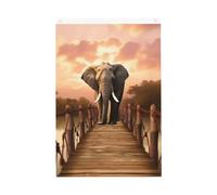 Drapeau vertical double face de 5,1 x 7,6 cm avec œillets - Ne se décolore pas - Drapeau de jardin éléphant sur un pont - Toile de fond photo pour décoration intérieure et extérieure