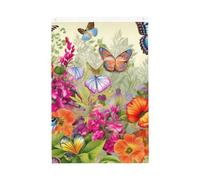 Drapeau vertical double face de 5,1 x 7,6 cm avec œillets - Ne se décolore pas - Drapeau de jardin - Oiseaux - Fleurs - Papillon - Toile de fond pour photo - Décoration intérieure et extérieure