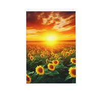 Drapeau vertical double face de 5,1 x 7,6 cm avec œillets - Ne se décolore pas - Drapeau de jardin onirique - Coucher de soleil d'un champ de tournesol - Toile de fond pour photo pour décoration