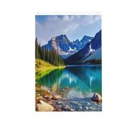Drapeau vertical double face de 5,1 x 7,6 cm avec œillets - Ne se décolore pas - Drapeau de jardin - Paysage de lac de montagne - Pour décoration intérieure et extérieure