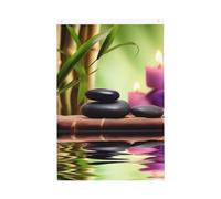 Drapeau vertical double face de 5,1 x 7,6 cm avec œillets - Ne se décolore pas - Drapeau de jardin - Pierres zen et bambou - Toile de fond pour photo pour décoration intérieure et extérieure