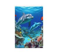 Drapeau vertical double face de 5,1 x 7,6 cm avec œillets - Ne se décolore pas - Drapeau de jardin pour fond marin, poisson corail, dauphins, cour - Toile de fond pour photo pour décoration intérieure