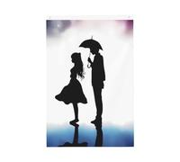 Drapeau vertical double face de 5,1 x 7,6 cm avec œillets - Ne se décolore pas - Drapeau de jardin - Silhouette des amoureux de l'anime - Toile de fond pour photo pour décoration intérieure et