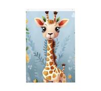 Drapeau vertical double face de 5,1 x 7,6 cm avec œillets - Ne se décolore pas - Motif girafe - Fleurs - Toile de fond pour photo - Pour décoration intérieure et extérieure