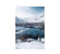 Drapeau vertical double face de 5,1 x 7,6 cm avec œillets qui ne se décolore pas, drapeau de jardin, montagnes, scène de neige, drapeau de cour, toile de fond pour décoration intérieure et extérieure