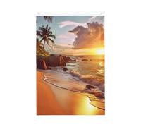 Drapeau vertical double face de 5,1 x 7,6 cm avec œillets qui ne se décolore pas, drapeau de jardin, plage tropicale au coucher du soleil, drapeau de cour, toile de fond pour photo pour décoration