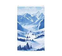 Drapeau vertical double face de 7,6 x 12,7 cm avec œillets - Ne se décolore pas - Beau paysage de montagnes enneigées - Toile de fond pour photo pour décoration intérieure et extérieure