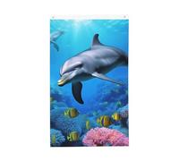 Drapeau vertical double face de 7,6 x 12,7 cm avec œillets - Ne se décolore pas - Drapeau de jardin dauphin dans le récif de corail - Toile de fond pour photo pour décoration intérieure et extérieure