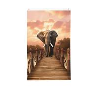 Drapeau vertical double face de 7,6 x 12,7 cm avec œillets - Ne se décolore pas - Drapeau de jardin éléphant sur un pont - Toile de fond pour photo pour décoration intérieure et extérieure