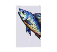 Drapeau vertical double face de 7,6 x 12,7 cm avec œillets - Ne se décolore pas - Drapeau de jardin en forme de poisson - Toile de fond pour photo - Décoration intérieure et extérieure