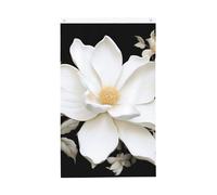 Drapeau vertical double face de 7,6 x 12,7 cm avec œillets - Ne se décolore pas - Drapeau de jardin floral blanc - Toile de fond pour photo pour décoration intérieure et extérieure