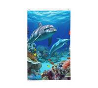 Drapeau vertical double face de 7,6 x 12,7 cm avec œillets - Ne se décolore pas - Drapeau de jardin pour fond marin, poisson corail, dauphins, cour - Toile de fond pour photo pour décoration