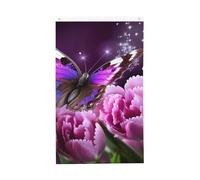 Drapeau vertical double face de 7,6 x 12,7 cm avec œillets - Ne se décolore pas - Drapeau de jardin violet - Fleur et papillon - Toile de fond pour photo - Pour décoration intérieure et extérieure