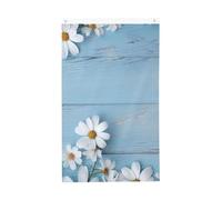 Drapeau vertical double face de 7,6 x 12,7 cm avec œillets - Ne se décolore pas - Motif fleurs blanches - Bleu clair - Pour décoration intérieure et extérieure