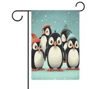 Drapeau vertical double face imprimé pingouins mignons petits drapeaux de jardin pour l'extérieur de la maison, cour, panneau extérieur vertical petit jardin décoration