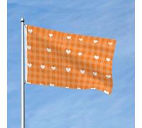 Drapeau vichy orange 0,9 x 1,5 m double face en forme de cœur pour maison, cour, extérieur, intérieur, vacances, fête décorative
