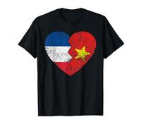Drapeau Vietnamien Cœur | France Vietnam Roots Vintage T-Shirt