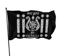 Drapeau Viking Avec Symbole De Boussole, Drapeau Valhalla De La Mythologie Nordique, Impression Recto, Décoration De Fête Intérieure Et Extérieure 90 X 150 Cm