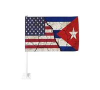 Drapeau vintage Amérique contre Cuba à pince pour fenêtre de voiture, décoration de protection solaire, bannière double face 12x18 pouces pour camion