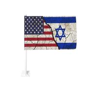 Drapeau vintage Amérique contre Israël à pince pour fenêtre de voiture, décoration de protection solaire, bannière double face 12x18 pouces pour camion