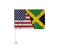 Drapeau vintage Amérique contre Jamaïque, pince à fenêtre pour voiture, protection solaire, décoration, bannière double face 30 x 45 cm pour camion