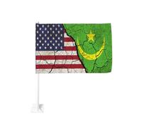 Drapeau vintage Amérique contre Mauritanie à pince pour fenêtre de voiture, décoration de protection solaire, bannière 12x18 pouces double face pour camion