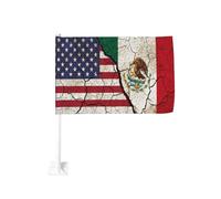 Drapeau vintage Amérique contre Mexique à pince pour fenêtre de voiture, décoration de protection solaire, bannière double face 12x18 pouces pour camion