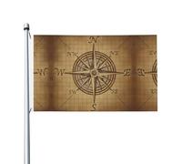 Drapeau vintage avec boussole imprimé 9,6 x 1,5 m avec œillets pour une utilisation en intérieur et en extérieur