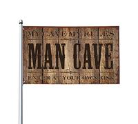 Drapeau vintage avec inscription « Enter At Your Own Risk » pour décoration extérieure (60 x 90 cm)