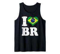 Drapeau Vintage avec Inscription « I Love Brazil » en Forme de cœur Débardeur