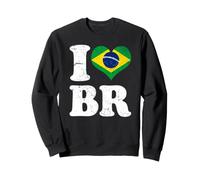 Drapeau Vintage avec Inscription « I Love Brazil » en Forme de cœur Sweatshirt