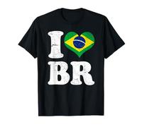 Drapeau Vintage avec Inscription « I Love Brazil » en Forme de cœur T-Shirt