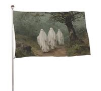 Drapeau vintage avec trois fantômes marchant dans les bois 9,1 x 1,5 m pour extérieur, jardin, bannière, décoration pour cour, porche, pelouse, ferme