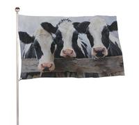 Drapeau vintage avec trois vaches laitières - 0,9 x 1,5 m - Décoration pour cour, porche, pelouse, ferme