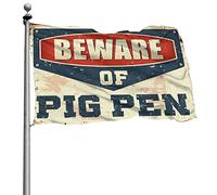 Drapeau vintage « Beware of Pig Pen » pour décoration extérieure (30 x 45 cm)