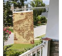 Drapeau vintage carte au trésor 61 x 91 cm pour extérieur et intérieur - Pour le printemps, l'été, l'automne, l'hiver - Drapeaux de jardin avec œillets verticaux double face pour décorations de cour