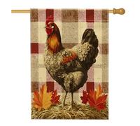 Drapeau vintage de ferme d'automne pour maison de poulet, 71,1 x 101,6 cm pour extérieur, volaille d'automne vertical standard en lin, drapeau pour maison, citrouille, tournesol, devant cour