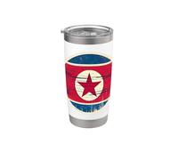 Drapeau vintage de la Corée du Nord vieilli Gobelet isotherme en acier inoxydable double paroi