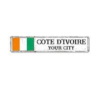 Drapeau vintage de la Cote d'Ivoire - Panneau souvenir de la ville de Belgrade - Plaque en métal - Décoration de ferme pour porche avant - 8 x 45 cm
