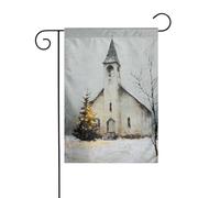 Drapeau vintage de l'église de campagne de jardin 30 x 45 cm vertical double face ferme vacances décorations extérieures drapeau de cour