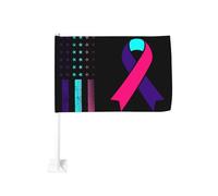 Drapeau vintage de sensibilisation au cancer de la thyroïde à accrocher à la fenêtre d'une voiture ou d'un camion. Décoration de protection solaire, bannière double face de 30 x 45 cm (12 x 18 pouces