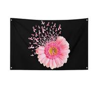 Drapeau vintage de sensibilisation au cancer du sein avec marguerite rose, 90 x 150 cm, bannière de jardin avec 4 trous, décoration intérieure et extérieure pour la maison