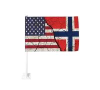 Drapeau vintage des îles Amériques et Norvège, pince à fenêtre pour voiture, protection solaire, décoration, bannière double face 30 x 45 cm pour camion
