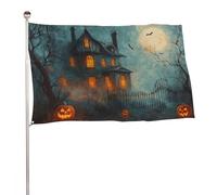 Drapeau vintage d'Halloween effrayant maison hantée 9,6 x 1,5 m pour extérieur, bannière de décoration pour cour, porche, pelouse, ferme