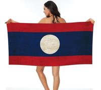 Drapeau Vintage du Laos Serviette De Plage, Séchage Rapide Draps De Bain Douces Couverture De Plage pour Piscine Natation Spa 80X130Cm