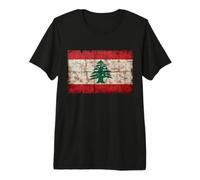Drapeau Vintage du Liban Vieilli Patriote libanais Fier T-Shirt Haut de Gamme