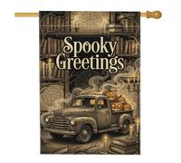 Drapeau vintage effrayant citrouilles d'Halloween 71 x 101 cm | Récolte de citrouilles, drapeau de cour, bibliothèque occulte, décoration sorcière, style ferme, accents de cour d'automne